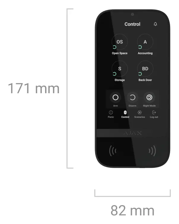 Ajax Superior KeyPad TouchScreen Fibra Kablolu Dokunmatik Ekranlı Tuş Takımı — görsel 4