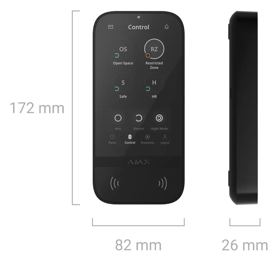 Ajax Superior KeyPad TouchScreen G3 Jeweller Kablosuz Dokunmatik Ekranlı Tuş Takımı — görsel 4