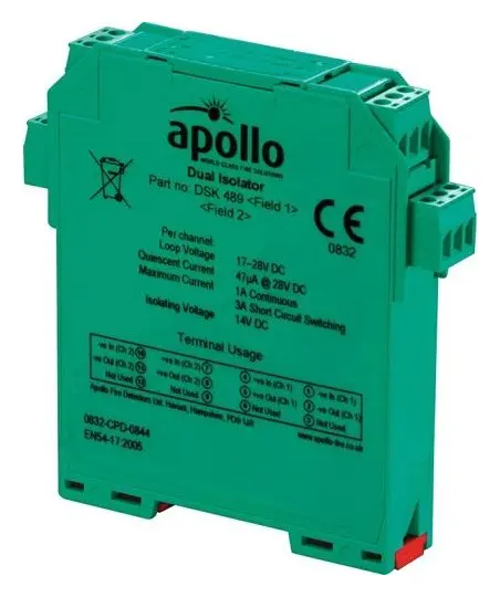 Apollo 55000-802APO XP95 Adresli Çift Kanallı DIN Ray İzolatör Modülü
