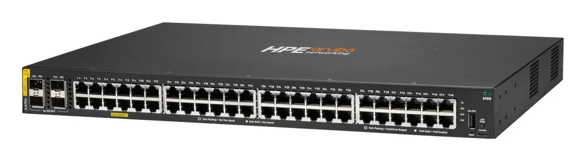 Aruba JL675A CX6100 48G Class4 PoE 4SFP+ 370W PoE Switch