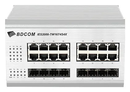 BDCOM IES2000-TU16T4S4X 16 Port Gigabit 4×SFP 4×10G SFP+ L2+ Endüstriyel Switch