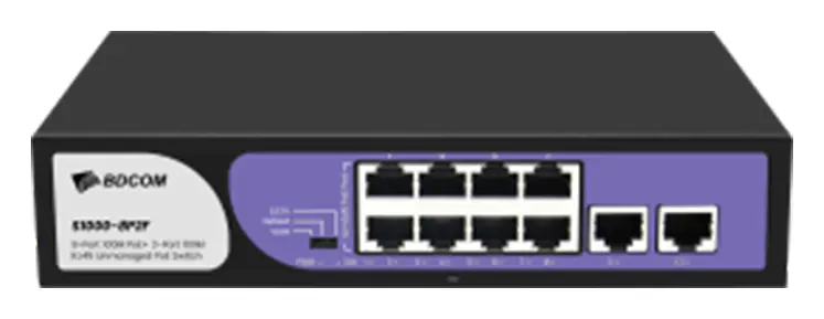 BDCOM S1000-8P2F 8 Port Fast Ethernet PoE Yönetilemez Switch — görsel 2