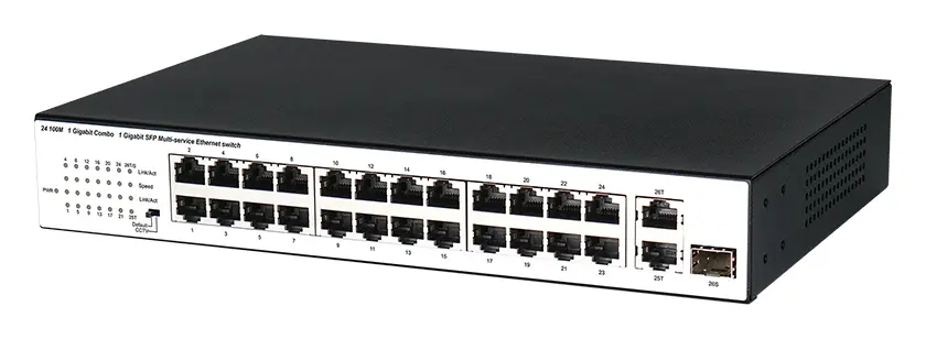 BDCOM S1226L 24 Port Fast Ethernet 1×Gigabit Yönetilemez Switch — görsel 2