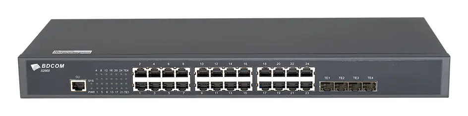 BDCOM S2900-24T4X-HI 24 Port Gigabit 4×10G SFP+ L2+ Yönetilebilir Switch
