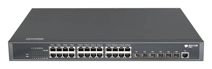 BDCOM S3900-48M6X/EI 24 Port Gigabit 24×SFP 6×10G SFP+ Yönetilebilir Switch — görsel 2