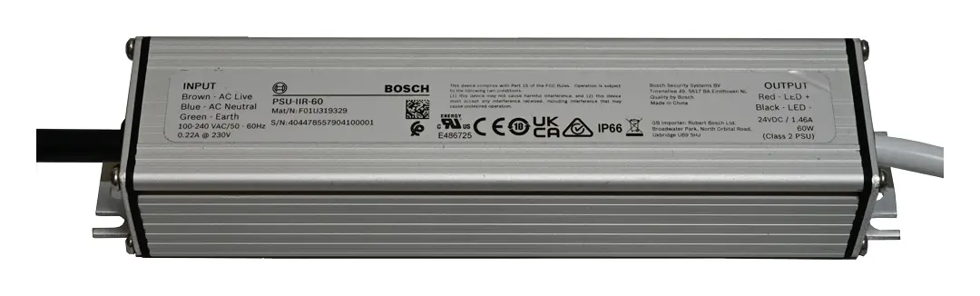 Bosch PSU-IIR-60 Kızılötesi Aydınlatıcılar İçin Güç Kaynağı Birimleri Güç kaynağı, 100-240VAC/24VDC, 2.5A