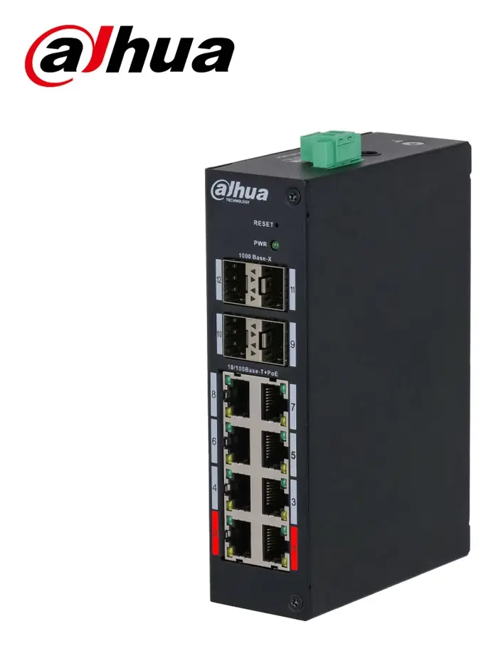 Dahua HS4412-8ET-120 8 Port Endüstriyel Network PoE Switch