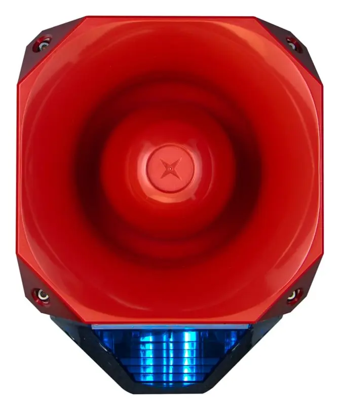Eaton 7022124FUL-0190X Asserta 24V DC 120dB Mavi Lens Kırmızı Gövde Yangın Sireni / Flaşör