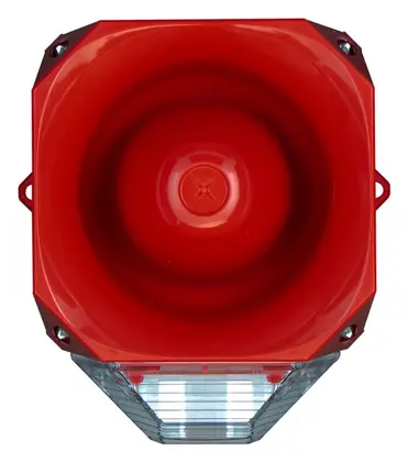Eaton 7052113FULL-0202X Asserta 9-60V DC Şeffaf Lens Kırmızı Gövde Yangın Sireni / Flaşör