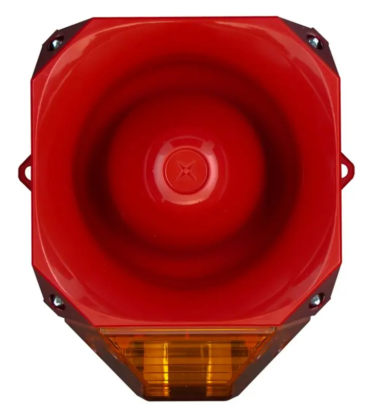 Eaton 7052212FUL-0116 Asserta 230V AC Amber Lens Kırmızı Gövde Yangın Sireni / Flaşör