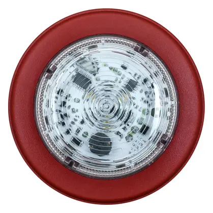 Eaton 811042FULL-0007 Solista Şeffaf Lens Amber Flaş Kırmızı Gövde Sığ Taban Yangın Flaşörü