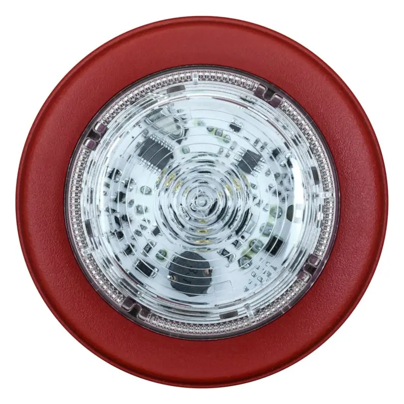 Eaton 811042FULL-0007 Solista Şeffaf Lens Amber Flaş Kırmızı Gövde Sığ Taban Yangın Flaşörü