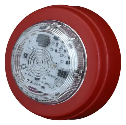 Eaton 811044FULL-0009 Solista Şeffaf Lens Beyaz Flaş Kırmızı Gövde Sığ Taban Yangın Flaşörü