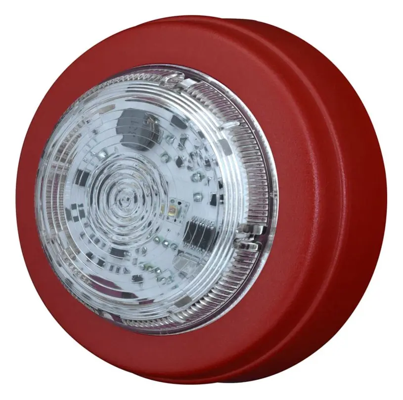 Eaton 811044FULL-0009 Solista Şeffaf Lens Beyaz Flaş Kırmızı Gövde Sığ Taban Yangın Flaşörü