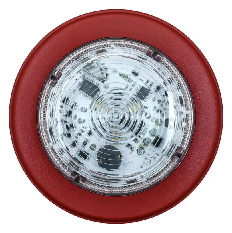 Eaton 811057FULL-0082 Solista Şeffaf Lens Amber Flaş Kırmızı Gövde Derin Taban Yangın Flaşörü