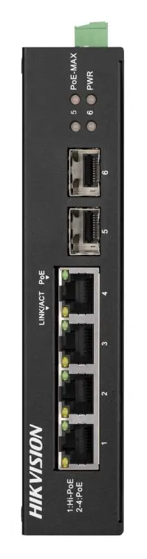 Hikvision DS-3T0506HP-E/HS 4 Port Gigabit PoE Endüstriyel Switch