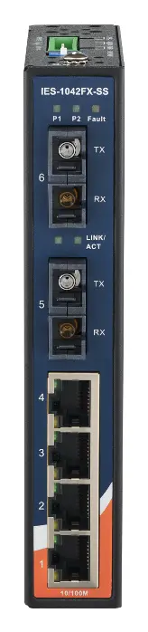 ORing IES-1042FX-SS-SC 4FE + 2 SC Single-mode Endüstriyel Yönetilemez Switch — görsel 2