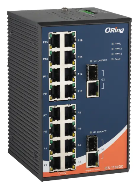 ORing IES-1162GC 16FE + 2G Combo Endüstriyel Yönetilemez Switch