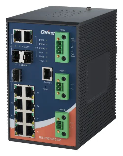 ORing IES-P3073GC-LV IEC 61850-3 Yönetilebilir Ethernet Switch ve 7FE ve 3G Combo, Dual DC IEC 61850-3 Trafo Merkezi Switch — görsel 3