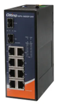 ORing IGPS-1082GP-24V 8GE PoE + 2G SFP Ethernet Switch, IEEE 802.3af/at, 24VDC Endüstriyel Yönetilemez PoE Switch