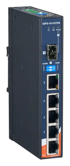 ORing IGPS-1411GTPA 4GE PoE + 1GE + 1G SFP Ethernet Switch, IEEE 802.3af/at Endüstriyel Yönetilemez PoE Switch