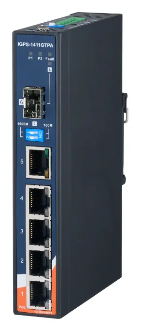 ORing IGPS-1411GTPA 4GE PoE + 1GE + 1G SFP Ethernet Switch, IEEE 802.3af/at Endüstriyel Yönetilemez PoE Switch — görsel 3