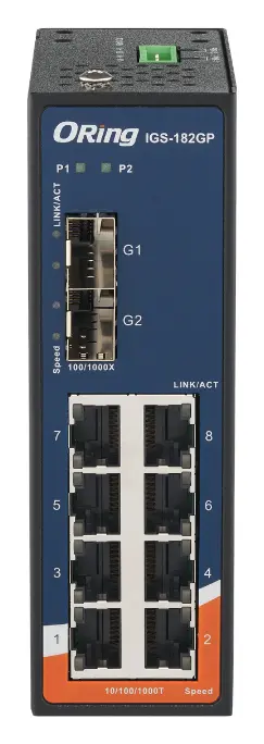 ORing IGS-182GP 8GE+ 2G SFP Endüstriyel Yönetilemez Switch — görsel 2
