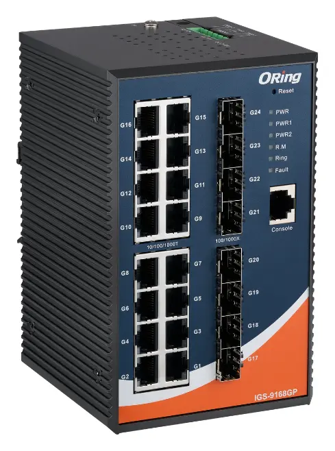 ORing IGS-9168GP 16GE + 8G SFP Cyber-hardened L2 Endüstriyel Yönetilebilir Switch