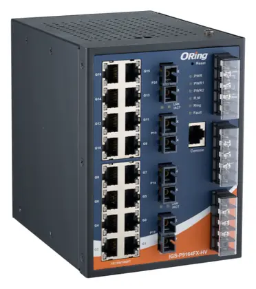 ORing IGS-P9164FX-MM-SC-HV IEC 61850-3 Yönetilebilir Ethernet Switch ve 16GE + 4 SC Multi-mode, Dual AC/DC IEC 61850-3 Trafo Merkezi Switch