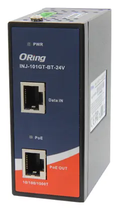 ORing INJ-101GT-BT-24V 1 Port Gigabit 802.3bt PoE Enjektör, 12 to 57VDC Endüstriyel PoE Enjektör