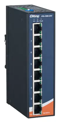 ORing IPS-1080-24V 8FE PoE Ethernet Switch, IEEE 802.3af/at, 24VDC Endüstriyel Yönetilemez PoE Switch