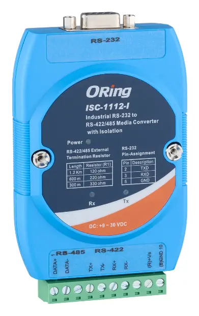 ORing ISC-1112-I RS232 to RS422/485 Endüstriyel Medya Dönüştürücü