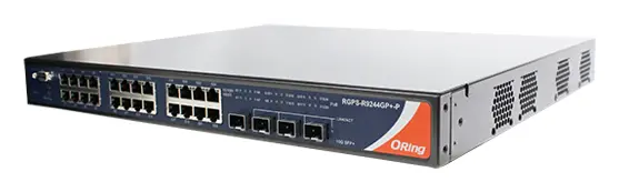 ORing RGPS-R9244GP+-LP 24GE PoE + 4 1G/10G SFP Cyber-hardened L3 Ethernet Switch, IEEE 802.3af/at Endüstriyel Yönetilebilir PoE Switch
