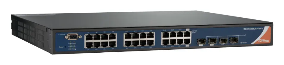 ORing RGS-92222GCP-NP-E 22GE + 2G Combo + 2G SFP Cyber-hardened L2 Ethernet Switch, AC ve Dual DC Endüstriyel Yönetilebilir Switch