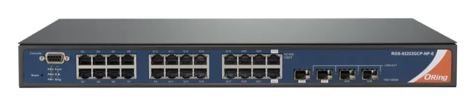ORing RGS-92222GCP-NP-E 22GE + 2G Combo + 2G SFP Cyber-hardened L2 Ethernet Switch, AC ve Dual DC Endüstriyel Yönetilebilir Switch — görsel 2