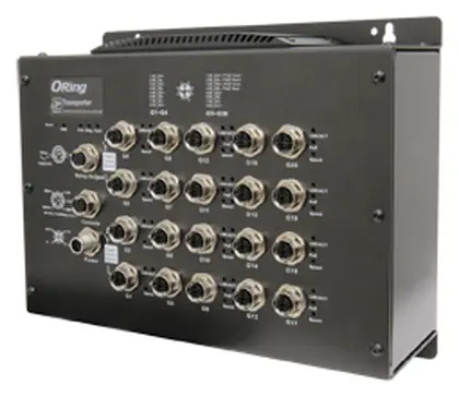 ORing TGPS-9164GT-M12X-BP2-MV EN50155 Yönetilebilir PoE Switch ve 16GE PoE ve 4GE Bypass, M12 konnektör, IEEE 802.3af/at EN50155 Demiryolu PoE Switch