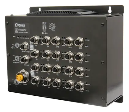ORing TGS-9200-M12-BP2 EN50155 20 Port Yönetilebilir Gigabit Ethernet switch ve 20x10/100/1000Base-T(X) EN50155 Demiryolu Switch