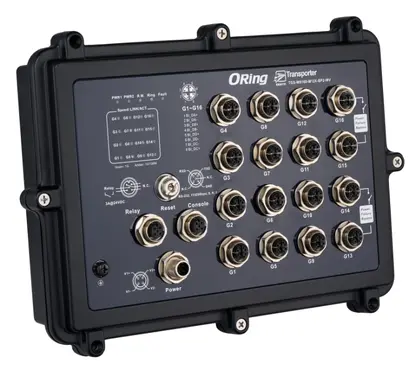 ORing TGS-W9160-M12X-BP2-WV-IP54 EN50155 16 Port Yönetilebilir Gigabit Ethernet switch ve 16x10/100/1000Base-T(X) EN50155 Demiryolu Switch