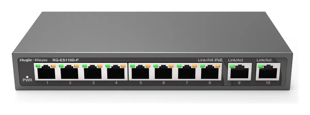 Reyee RG-ES110D-P 8 Port Fast Ethernet 2×Gigabit Yönetilemez Switch — görsel 2