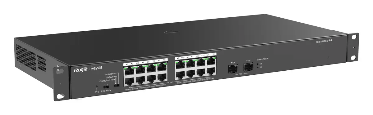 Reyee RG-ES118GS-P-L 16 Port Gigabit PoE 2×SFP Yönetilemez Switch — görsel 3