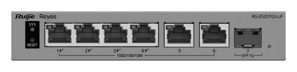 Reyee RG-ES207GS-LP 6 Port Gigabit PoE+ 1×SFP Akıllı Yönetilebilir Switch