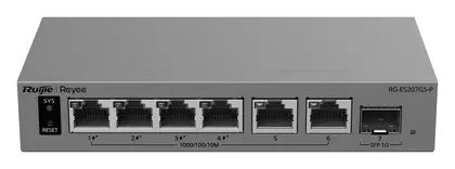 Reyee RG-ES207GS-P 6 Port Gigabit PoE+ 1×SFP Akıllı Yönetilebilir Switch