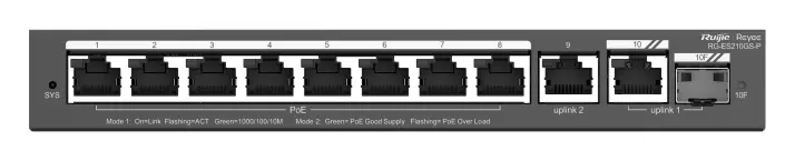 Reyee RG-ES210GS-P 10 Port Gigabit PoE+ Akıllı Yönetilebilir Switch — görsel 2