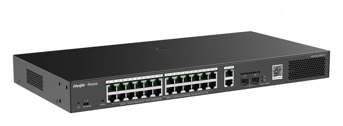 Reyee RG-ES228GS-P 24 Port Gigabit PoE+ 2×SFP Akıllı Yönetilebilir Switch — görsel 3