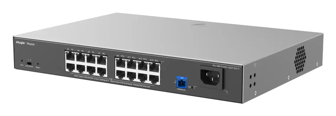Reyee RG-NBF2100S-16GT1SC-P 16 Port Gigabit PoE+ 1×Optik Yönetilebilir Switch — görsel 3
