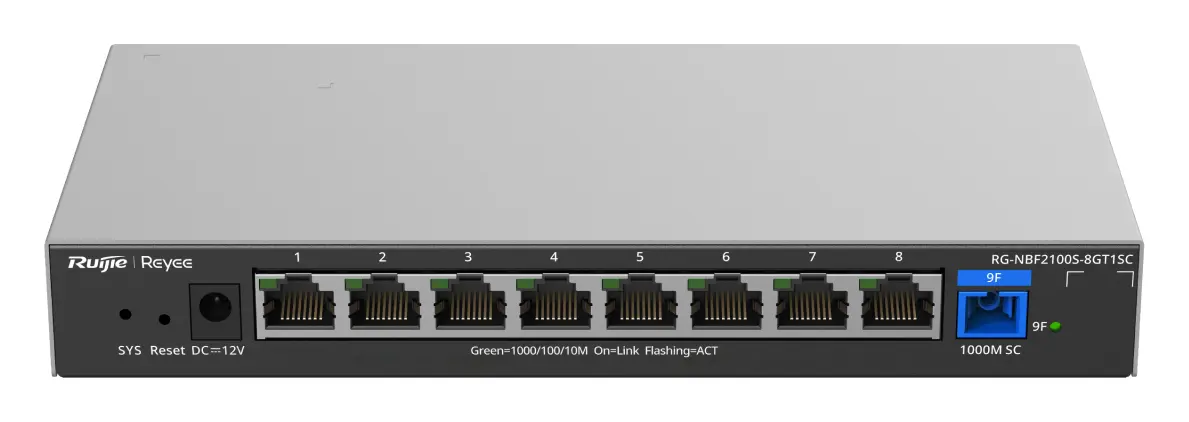 Reyee RG-NBF2100S-8GT1SC 8 Port Gigabit 1×Optik Yönetilebilir Switch