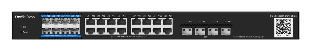 Reyee RG-NBF5200M-8FS16GT4XS 8 Port PON 16×Gigabit 4×10G SFP+ L3 Yönetilebilir Switch — görsel 2