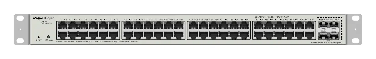 Reyee RG-NBS3100-48GT4SFP-P-V2 48 Port Gigabit PoE+ 4×SFP Yönetilebilir Switch — görsel 2