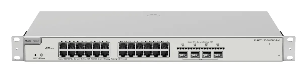 Reyee RG-NBS3200-24GT4XS-P-V2 24 Port Gigabit PoE+ 4×10G SFP+ L2+ Yönetilebilir Switch