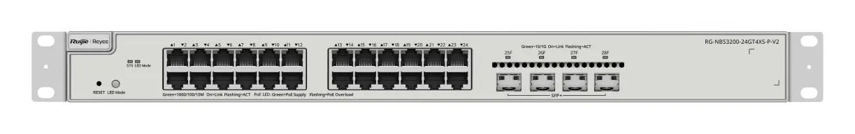 Reyee RG-NBS3200-24GT4XS-P-V2 24 Port Gigabit PoE+ 4×10G SFP+ L2+ Yönetilebilir Switch — görsel 2